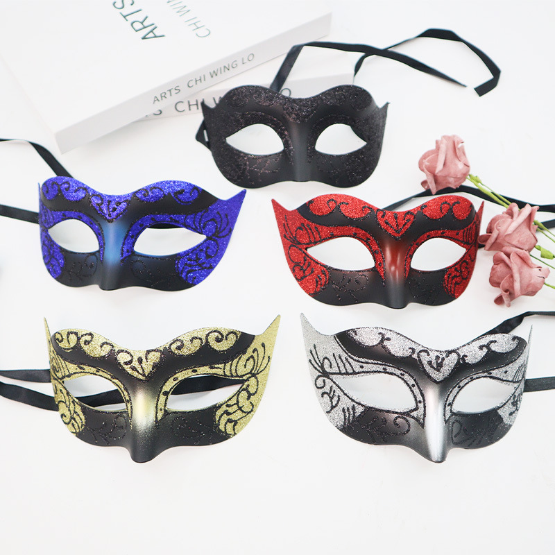 Máscara pintada veneciana de alta gama de venta caliente transfronteriza Máscara de plástico de media cara para hombres y mujeres Máscara de fiesta de Halloween