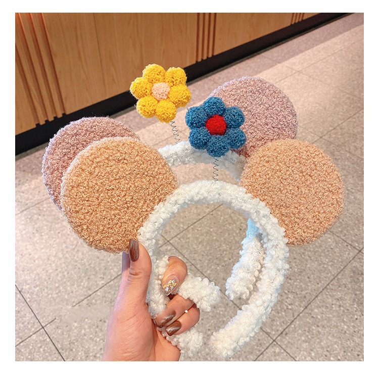 Orejas de dibujos animados lindo diadema flor pequeña hembra Red cara roja lavado banda para el cabello tocado lindo fuera diadema pelo vinculante horquilla de moda