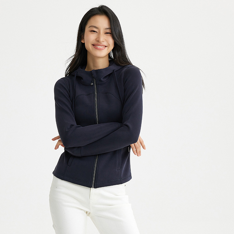 Women's coat top, Lenzing Modal, new spring/autumn style, flesh-colored hollow hooded zip-up casual top/sweatshirt