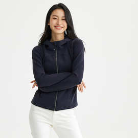 女士外套上衣兰精莫代尔春秋季新款肉感中空连帽拉链休闲上衣卫衣