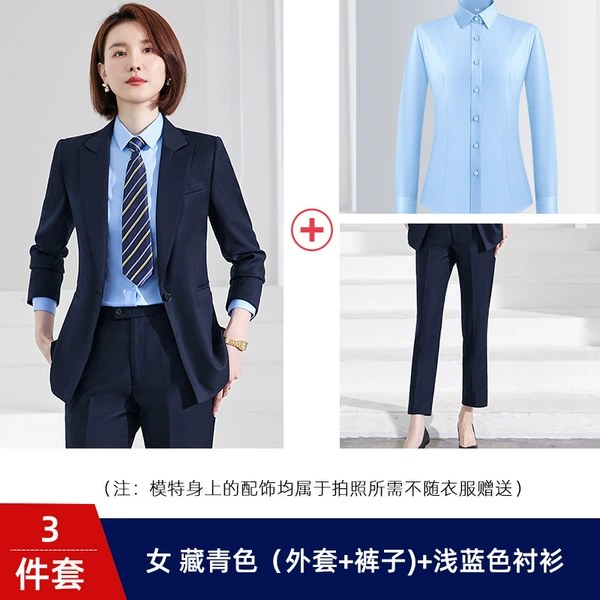 Jacket, trousers, blue shirt