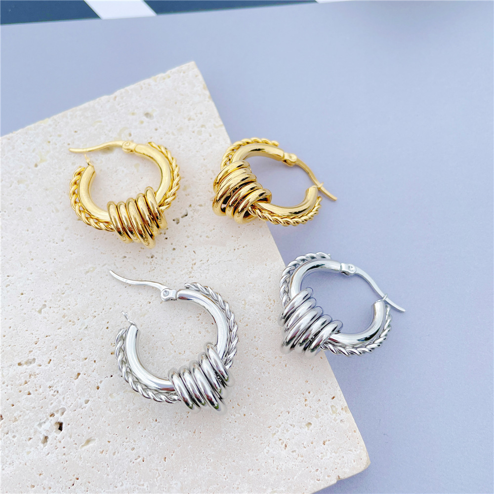 Fashion Geometric Stainless Steel Plating Earrings 1 Pair