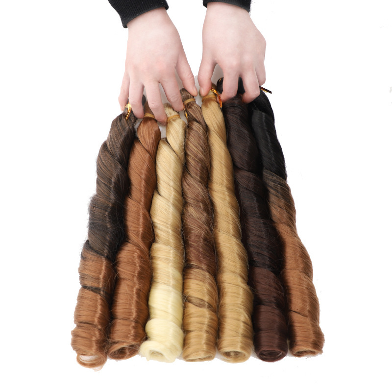 Rollo grande de tubo único ondulado Loose Wave Crochet Hair Rollo en espiral Peluca de fibra química Rollo grande