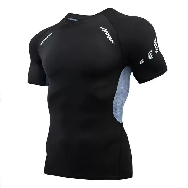 New Men's Tights Summer Quick-Drying Breathable Elastic Tight-Fitting Short-Sleeved T-Shirt Training Fitness Clothing Running Sportswear