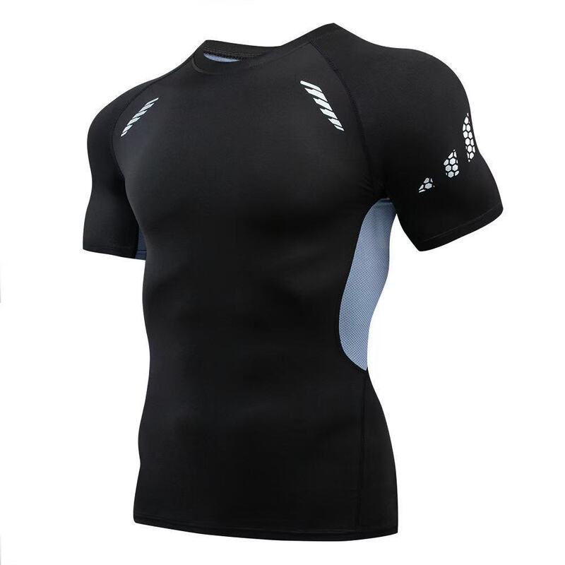 New Men's Tights Summer Quick-Drying Breathable Elastic Tight-Fitting Short-Sleeved T-Shirt Training Fitness Clothing Running Sportswear New Men's Tights Summer Quick-Drying Breathable Elastic Tight-Fitting Short-Sleeved T-Shirt Training Fitness Clothing Running Sportswear