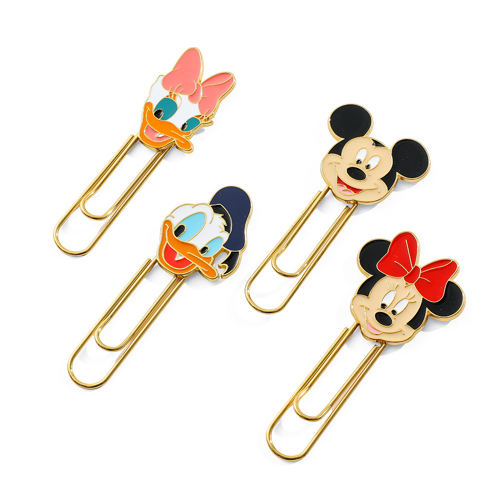 Marcadores de metal creativos exquisitos Mickey Minnie clips bookshelf marcadores de Donald para estudiantes exquisitos marcadores