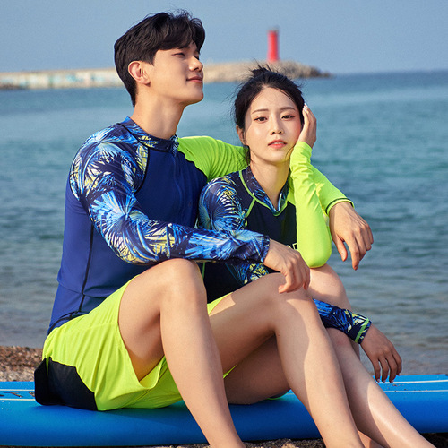 Men's and Women's Long-Sleeve Split-Style Sun-Protective Snorkeling Swimsuits – Couples' Set, Quick-Drying Surf & Jellyfish Suit – Direct Factory Sales