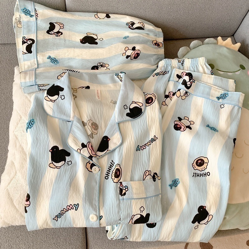 Yunduo cotton-j2833 # Striped penguin three-piece set / M code [recommended 37.5-50kg ]