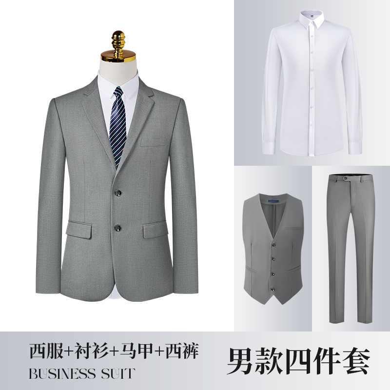 168 회색 남성 정장 + 807 셔츠 + 168 조끼 + 168 남성 바지