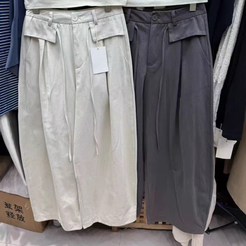 韩系秋季垂感抽绳搭阔腿裤女慵懒风新款高腰百休闲裤宽松气球裤潮|undefined