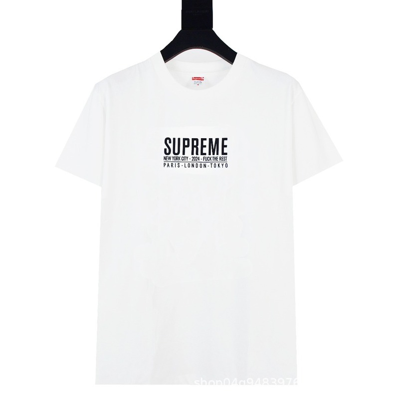 ヘビーウェイトクロスボーダー アメリカンファッション Supreme レタープリント Tシャツ BOX ラウンドネック 半袖 メンズ レディース ゆったり カジュアル Tシャツ 男女兼用|undefined