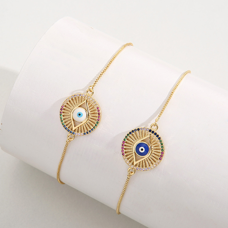 Retro Devilu0027S Eye Copper Inlay Zircon Bracelets