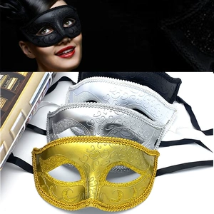 Golden Venetian Mask for Adults, Half-face Mask with Gold Powder for Venetian Carnival Party