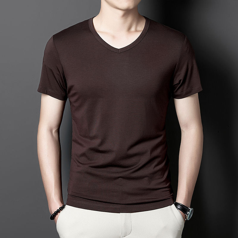 Coffee, V-neckline, with short sleeve