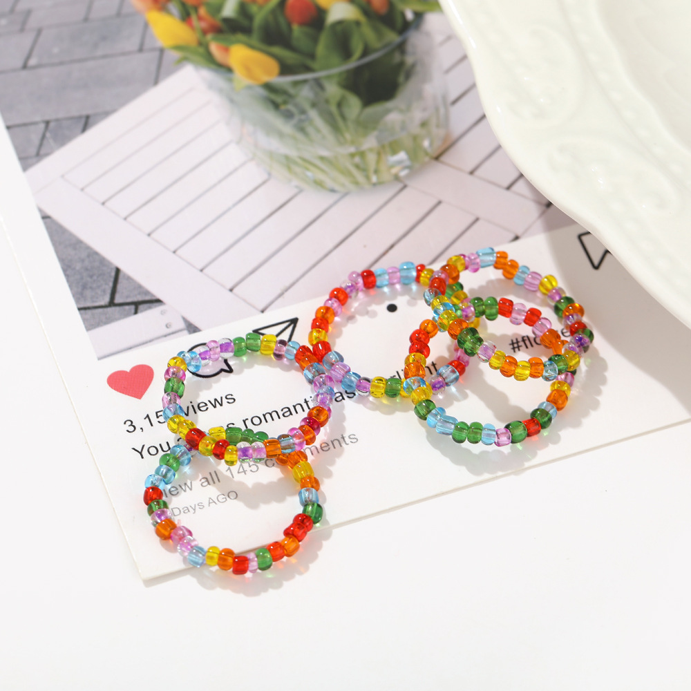 Simple Colorful Rice Bead Ring Wholesale Jewelry Nihaojewelry display picture 5