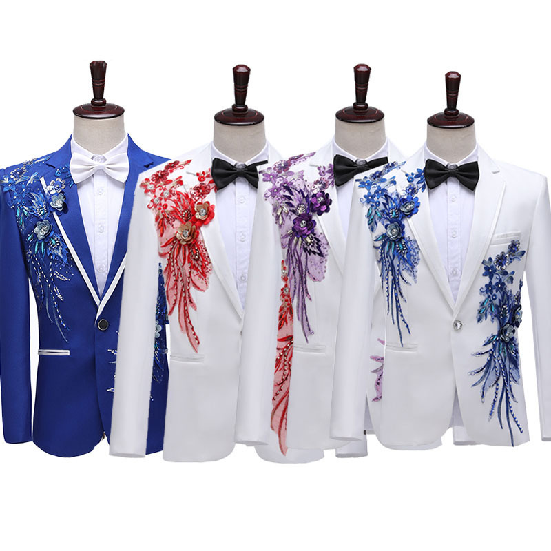 Sequin Performance Clothing Men's Suit Dress Stage Slim Suit Suit Male Host Singer Chorus Clothing