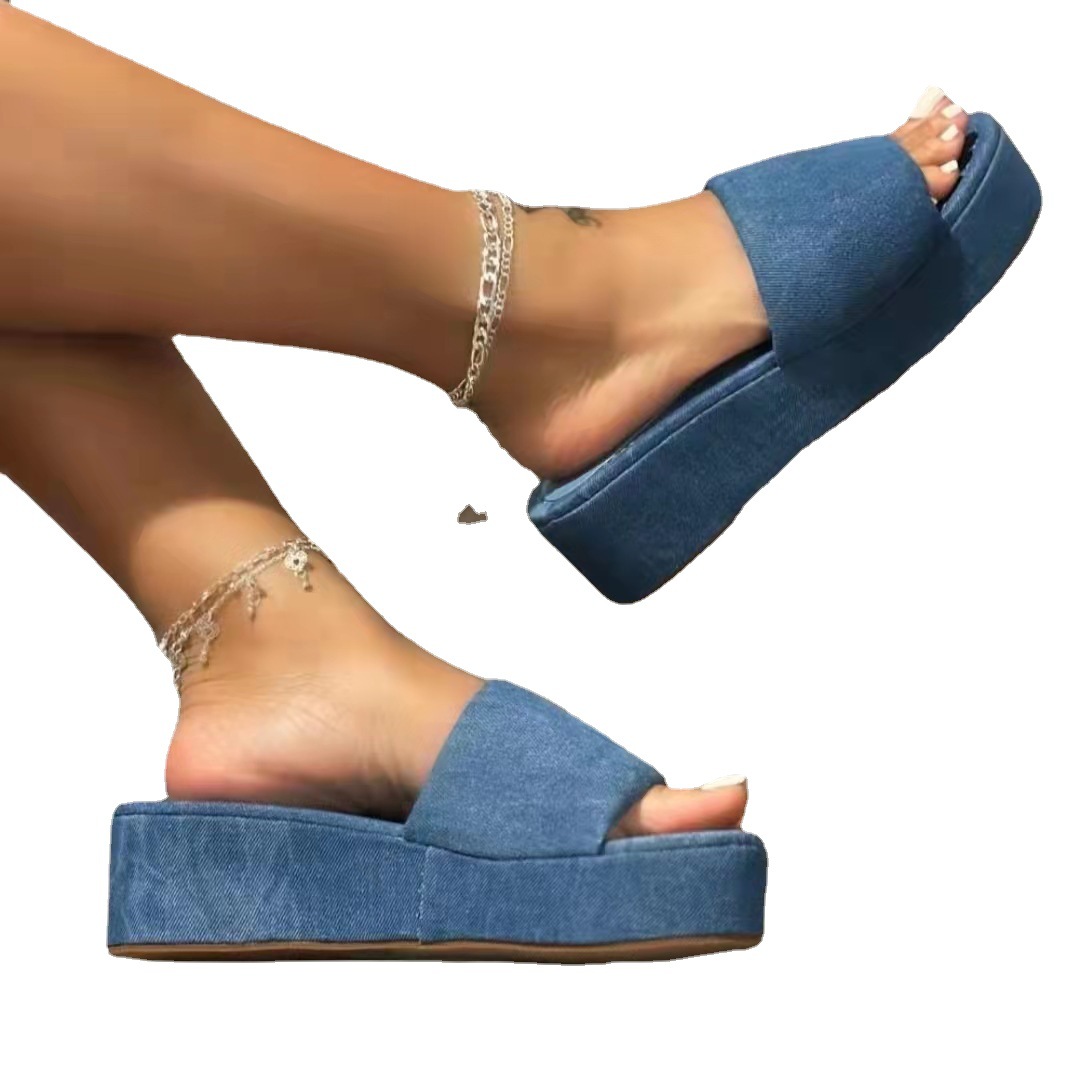 2024 Sommer Neue Kiefer Kuchen Dicke Sohle Damenschuhe High Slope Heel Hausschuhe Große 36-43_voghion.com