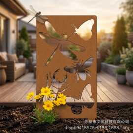 跨境爆款生锈金属动物屏风地插花园草坪地桩别墅庭院景观装饰