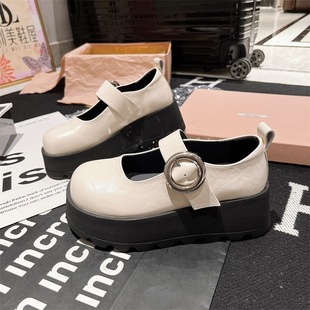 Foreign Trade Academy Style Small Leather Shoes Women's 2025 Spring and Summer New JK Thick Bottom Loafers Retro One-Buckle Mary Jane Shoes