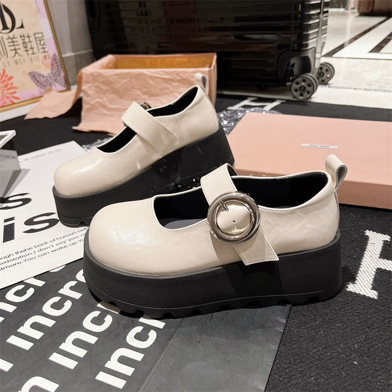 Внешнеторговая школа стиль маленькая кожаная обувь женская весна и лето 2025 новая jk обувь на толстой подошве Lefu ретро с пряжкой Mary Jen обувь