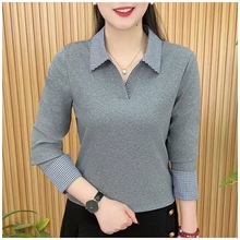 领假两件韩版打底衫女设计2025秋季新款新款百搭显瘦长袖显廋上衣