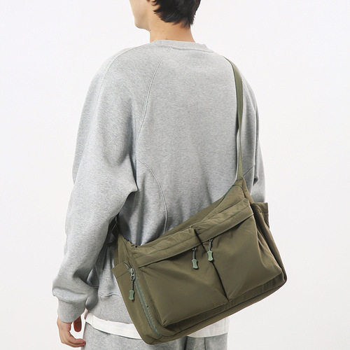 Japanese-style casual crossbody bag for men, large-capacity waterproof Ruiying backpack with multiple pockets—workwear-inspired single-shoulder bag; women's messenger bag