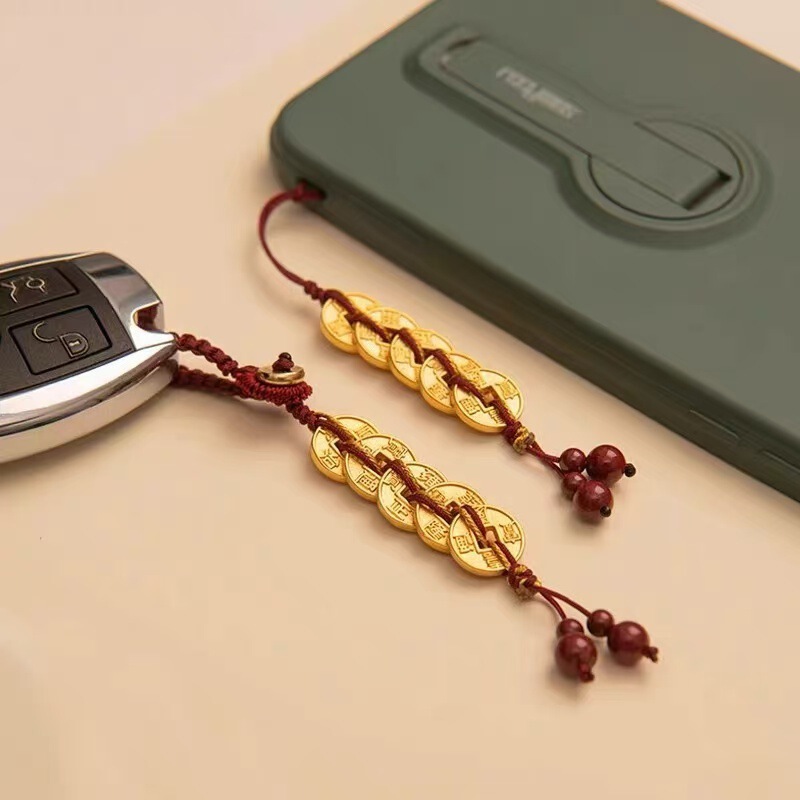 New Chinese Style Keychain Pendant Couple Style Lanyard National Trend Creative Niche Pendant Mobile Phone Chain Same Style for Men and Women