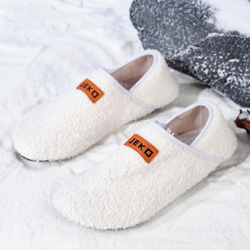 Cross-border TK e-commerce new manufacturers autumn and winter men's and women's home indoor household lightweight non-slip warm plush cotton shoes