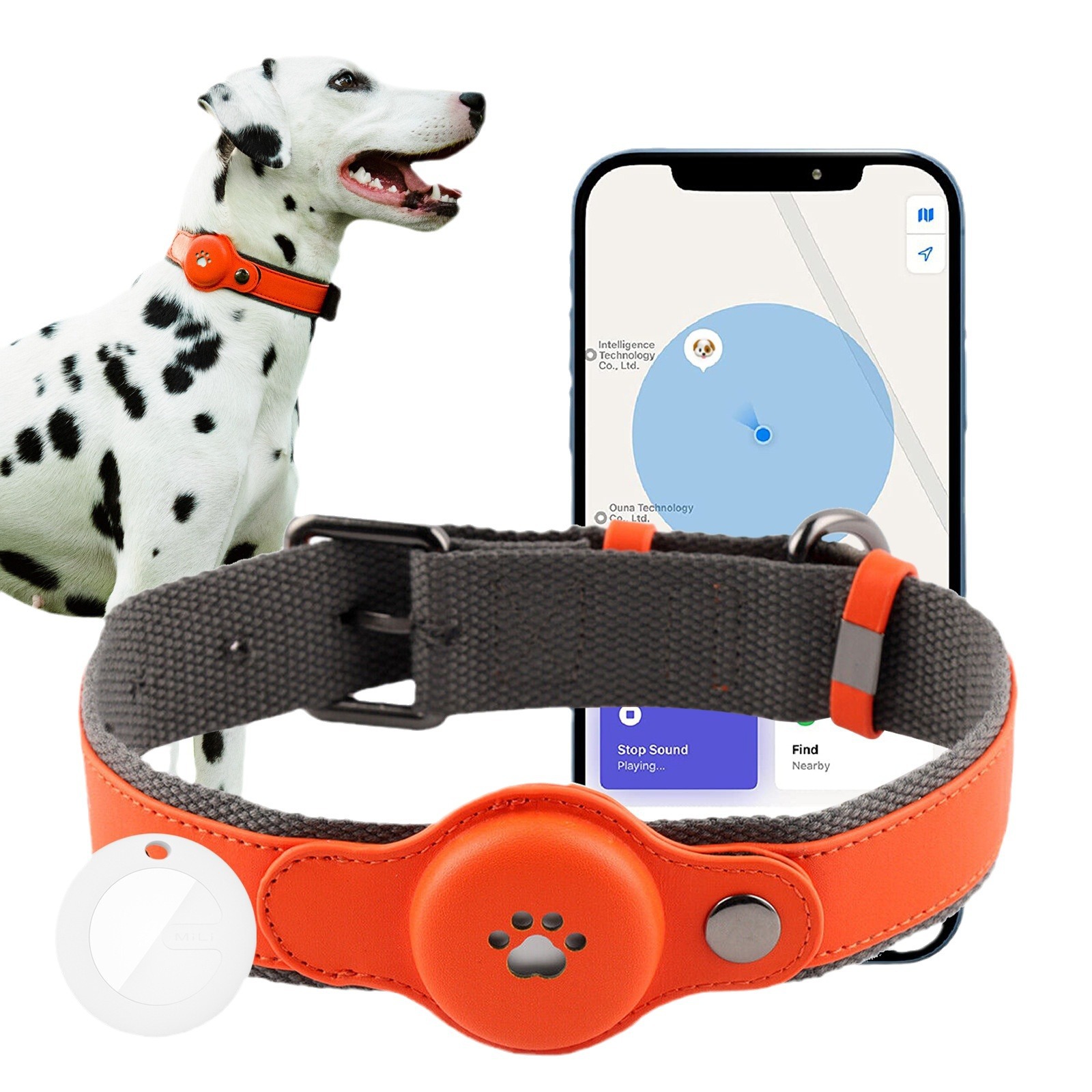 Collar para Perro con Localizador Antipérdida, con Localizador Autorizado por Apple para Rastrear Perros, Producto Premium de Amazon para Uso en Automóviles.
