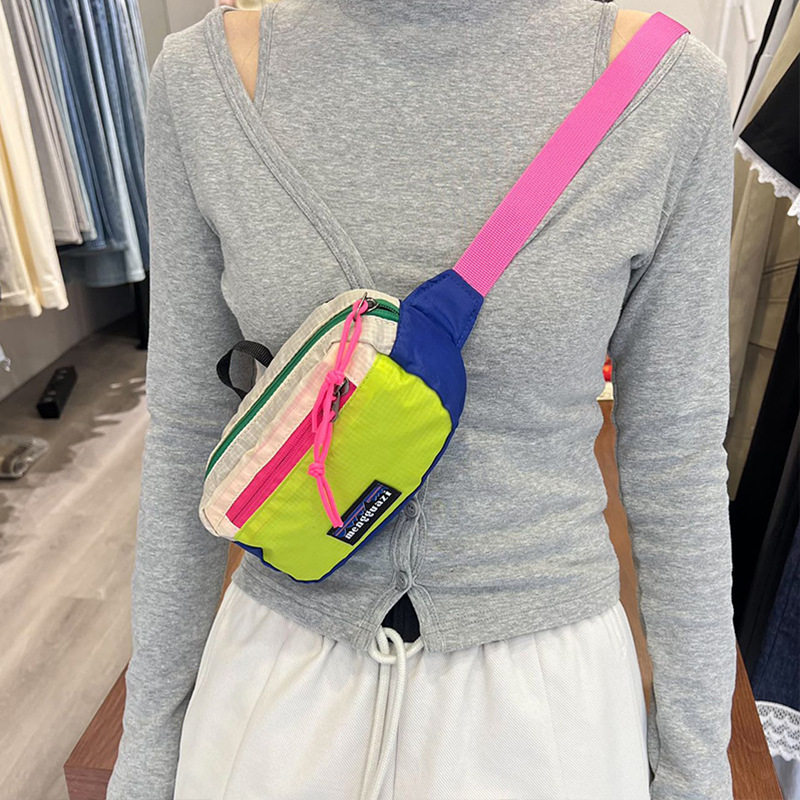 Bolsa de niños moda cool accesorios de baile callejero bolso de cintura de ocio al aire libre deportivo rápido secado color contraste mini mochila bolso pecho