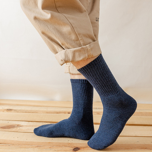 Winter thickened velvet mid-length men's terry socks tall thick socks with wool winter wholesale women's velvet socks