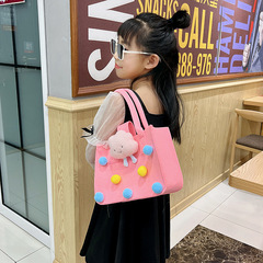 Felt Children's Handbag Fresh and Clean Candy Color Girls' Single Shoulder Bag 2024 Trend Cartoon Cute Princess Shopping Bag