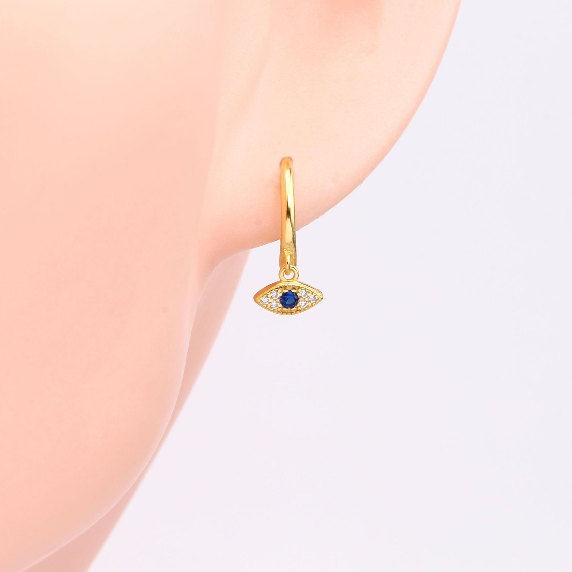 18K Real Gold Plated, Rhodium Plated Plating Material 1 Pair 925 Sterling Silver Zircon Devil'S Eye Drop Earrings
