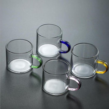 学生高硼硅玻璃小水杯 家用带把直身小把杯 办公室透明玻璃小茶杯