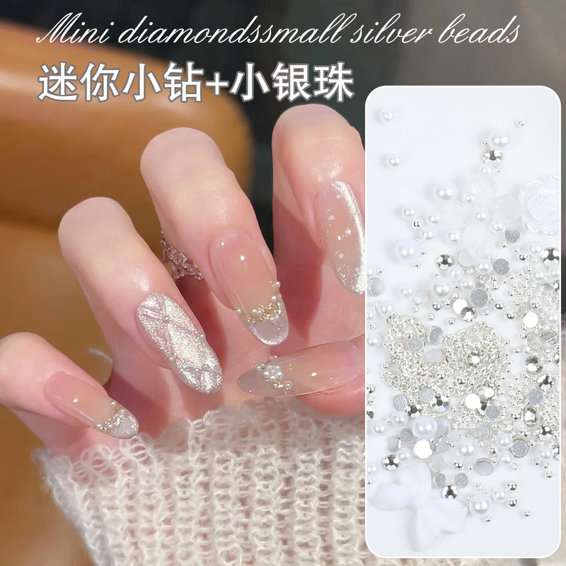 Cross-Border Nail Art Accessories Round Diamond Steel Beads Camellia Combination Nail Decorations DIY Nail Piece Decorations Factory Direct Sales Cross-Border Nail Art Accessories Round Diamond Steel Beads Camellia Combination Nail Decorations DIY Nail Piece Decorations Factory Direct Sales