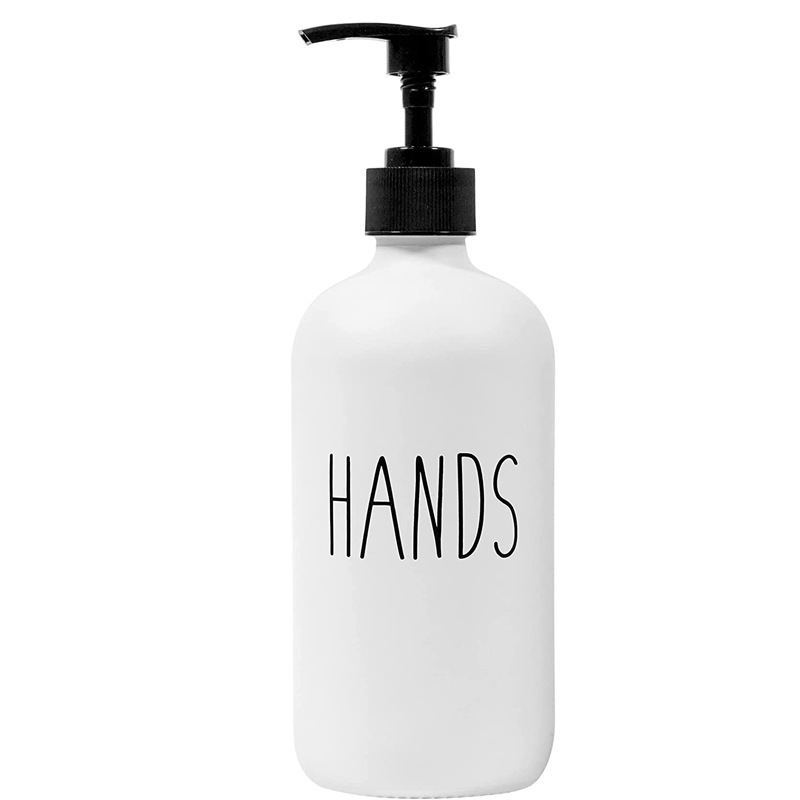 Botella de vidrio de 475 ml con bomba dispensadora, recargable para gel de ducha o desinfectante de manos, venta transfronteriza