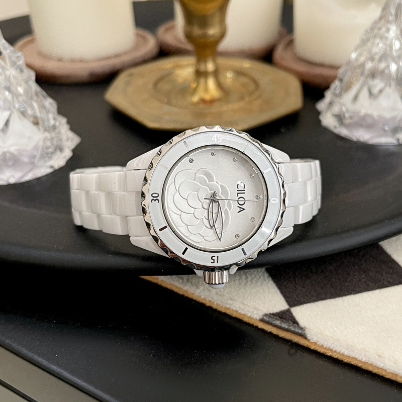 Ciloa Watch Classic Ceramic White Camellia Fashion Tiktok Cross-Border Custom Watch Watch