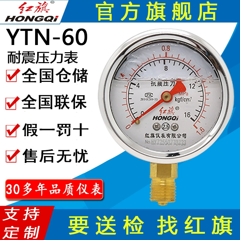 Брендовый прибор Hongqi YTN-60/YN-60, антисейсмический манометр, масляный манометр, манометр отрицательного давления, ударопрочный манометр