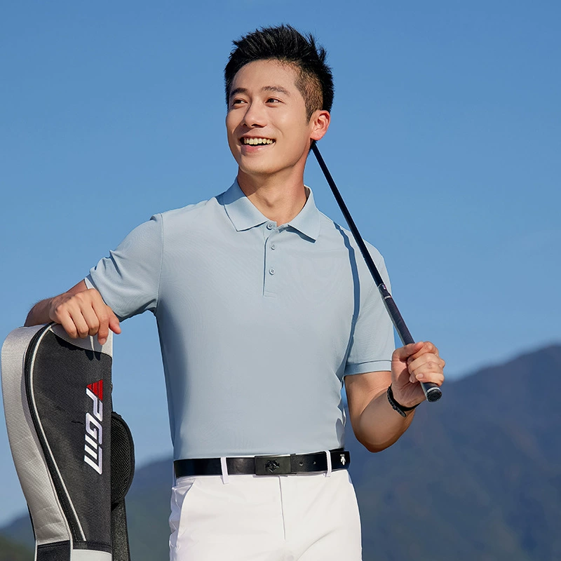 Мужская летняя новая футболка с короткими рукавами для гольфа, защита от солнца, влагопоглощающая оригинальная пряжа, быстросохнущая антибактериальная спортивная рубашка-поло для гольфа
