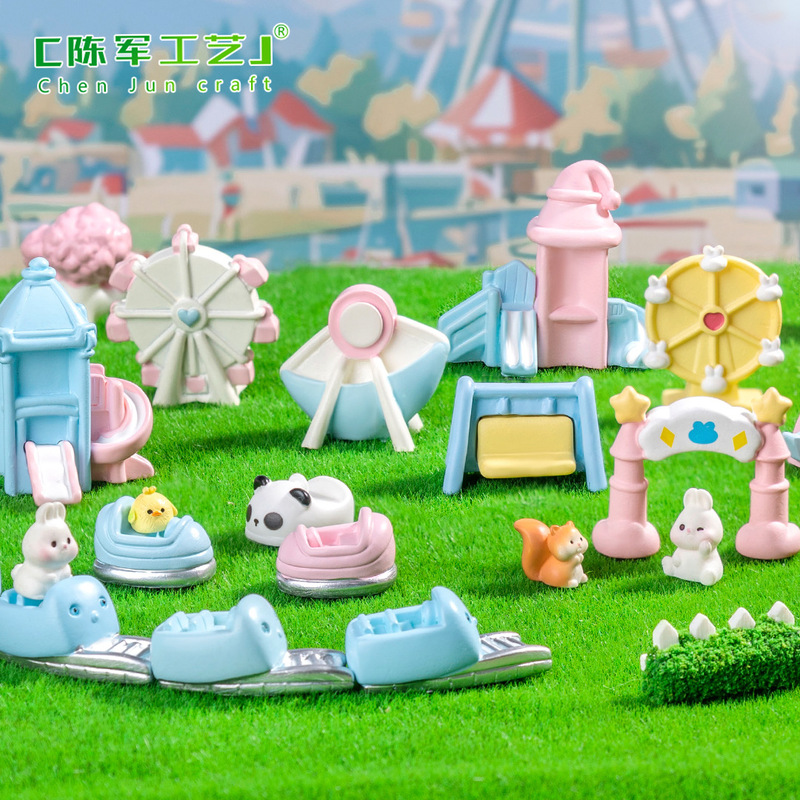 Micro Landscape Creative Playground Ferris Wheel Pirate Ship Cake Baking DIY Decorations Accessories Mini Small Ornaments