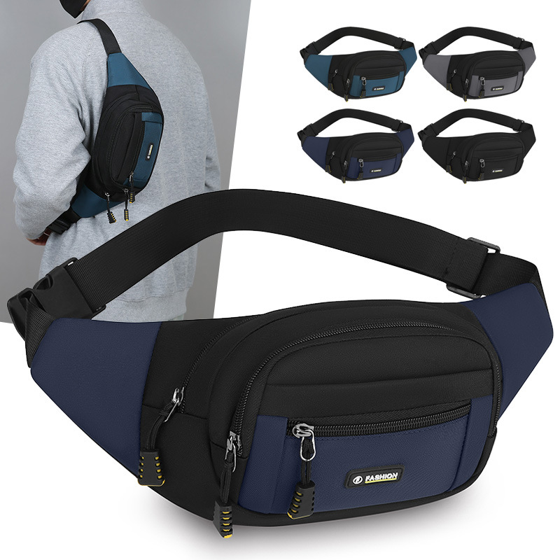 New foreign trade sports waist bag, multifunctional for men and women, suitable for business transactions and money collection, large capacity, lightweight, single shoulder crossbody bag