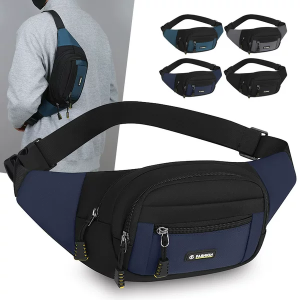 New foreign trade sports waist bag, multifunctional for men and women, suitable for business transactions and money collection, large capacity, lightweight, single shoulder crossbody bag