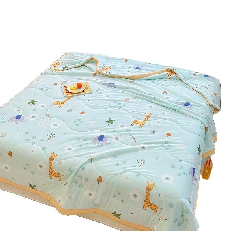 Edredón de seda refrescante clase A, edredón fino de seda helada para aire acondicionado, individual, doble, para dormitorio, edredón de verano para niños con diseño de dibujos animados