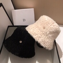 羊羔毛渔夫帽子女冬季韩版潮百搭baby明星同款日系秋冬天毛绒盆帽