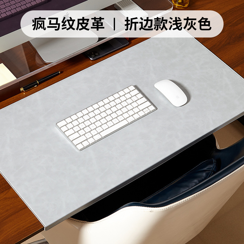 疯马纹皮革鼠标垫超大号电脑桌垫办公桌面键盘垫电竞轻奢高级感|undefined