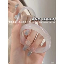 白月光荔枝冻玛瑙手镯女款天然巴西冰透玉髓镯子冰种玉镯高冰手镯