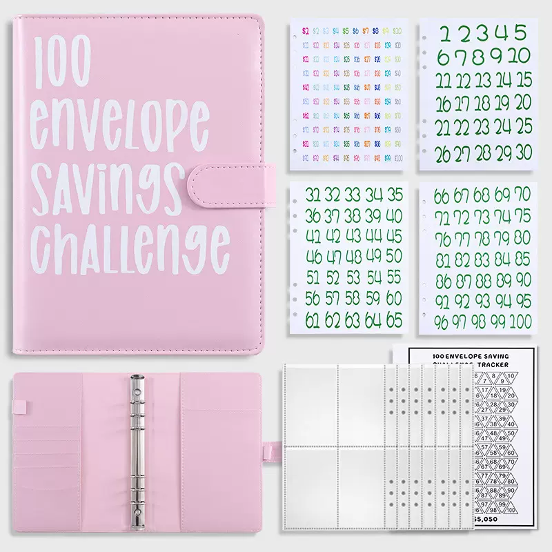 100EnvelopeChallenge 活页本100天挑战省钱储蓄本现金信封存钱本