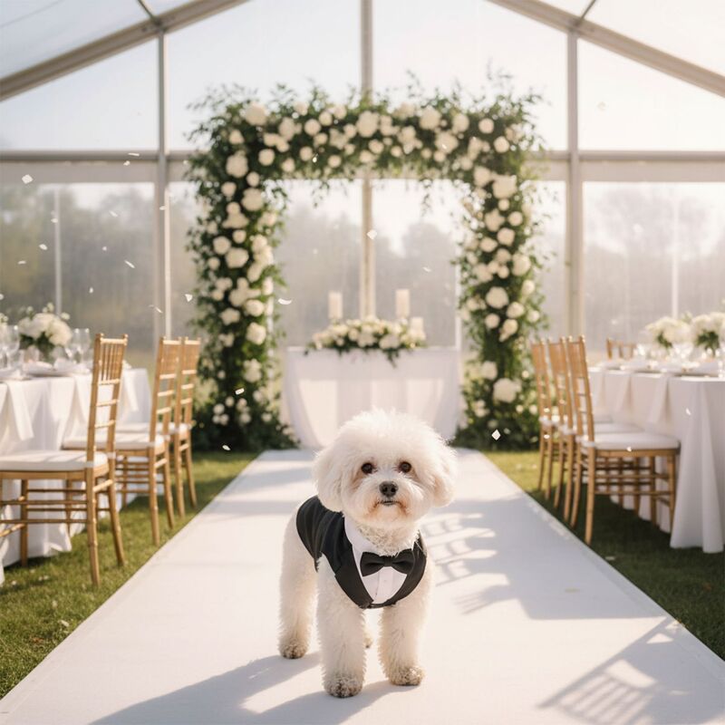 Pet Wedding Dress Dog Suit Bichon Teddy Small and Medium-Sized Dog Wedding Bow Tie Suit Leash Buckle Clothing Trendy Pet Wedding Dress Dog Suit Bichon Teddy Small and Medium-Sized Dog Wedding Bow Tie Suit Leash Buckle Clothing Trendy