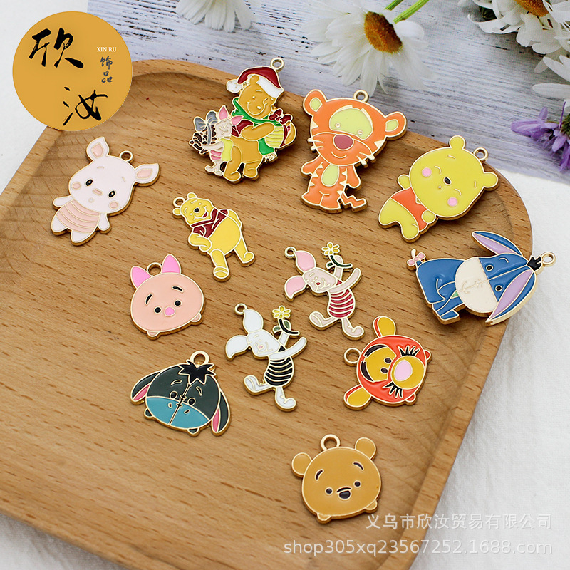 Winnie the Pooh Series DIY Alloy Accessories Single Hanging Cartoon Tigger Small Pendant Cute Pijay Pendant