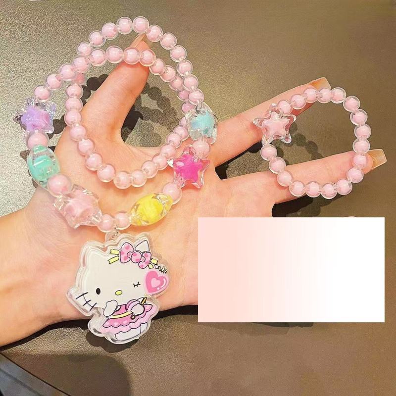 三丽鸥儿童项链女孩会发光玩具首饰女童公主串珠手链套装亲子互动|undefined